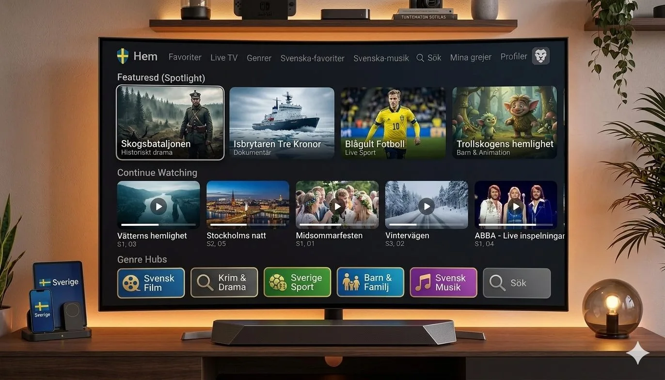IPTV Sverige streaming på Smart TV, Android, iOS och dator – bästa IPTV Sverige 2026